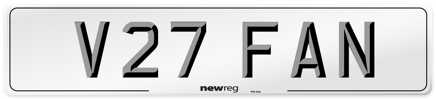 V27 FAN Number Plate from New Reg